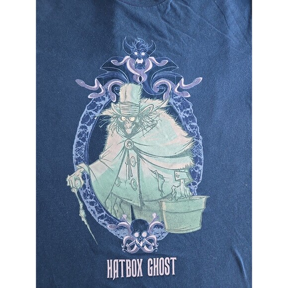 Disney Haunted Mansion Hatbox Ghost Tee Shirt Glow in the Dark Adult Medium - Picture 2 of 7